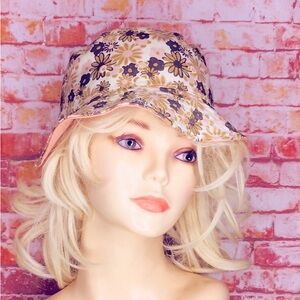 Steve Madden Floral Daisy Gold Brown and White Bucket Hat